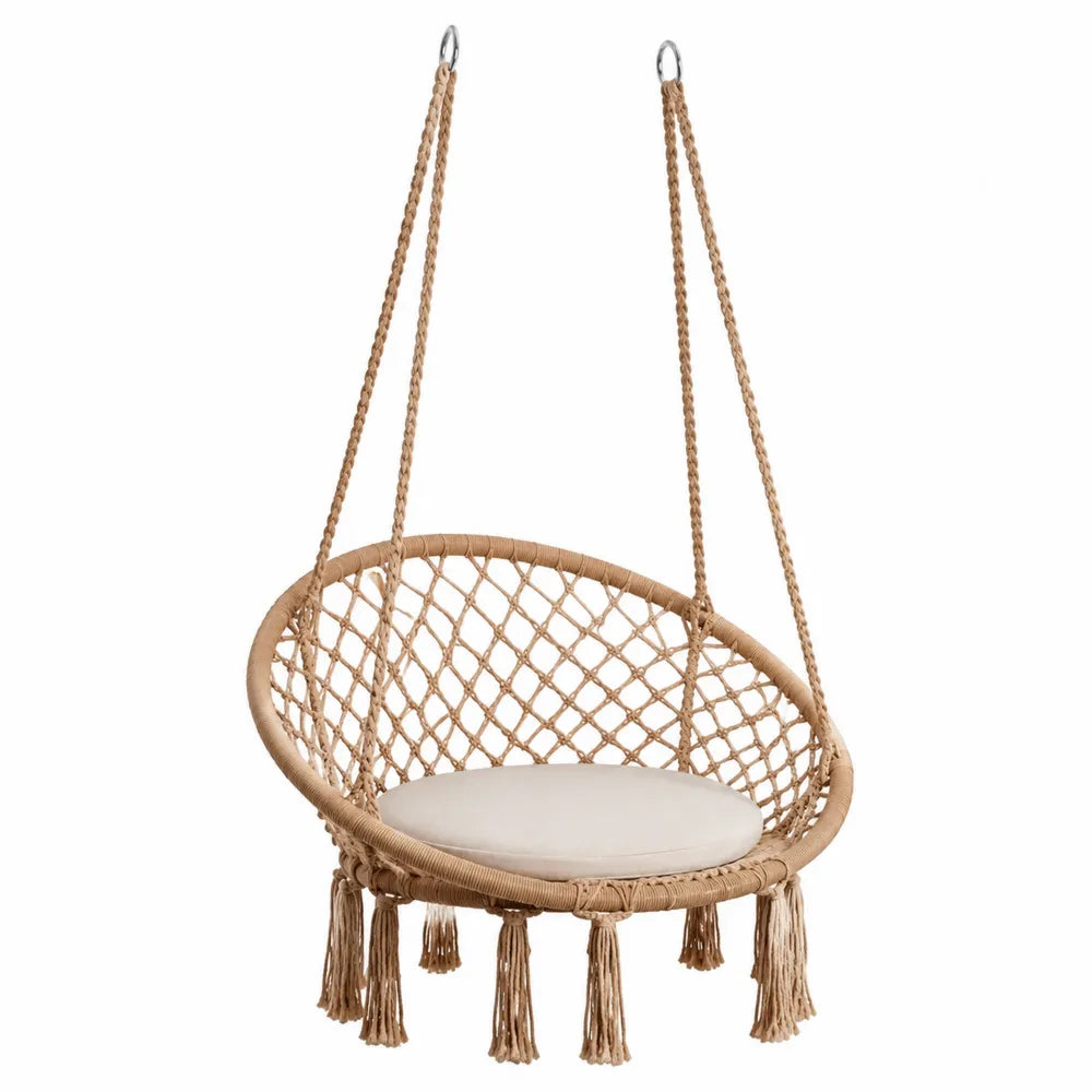 Hängesessel aus Baumwolle mit Polyesterseil Rund Beige