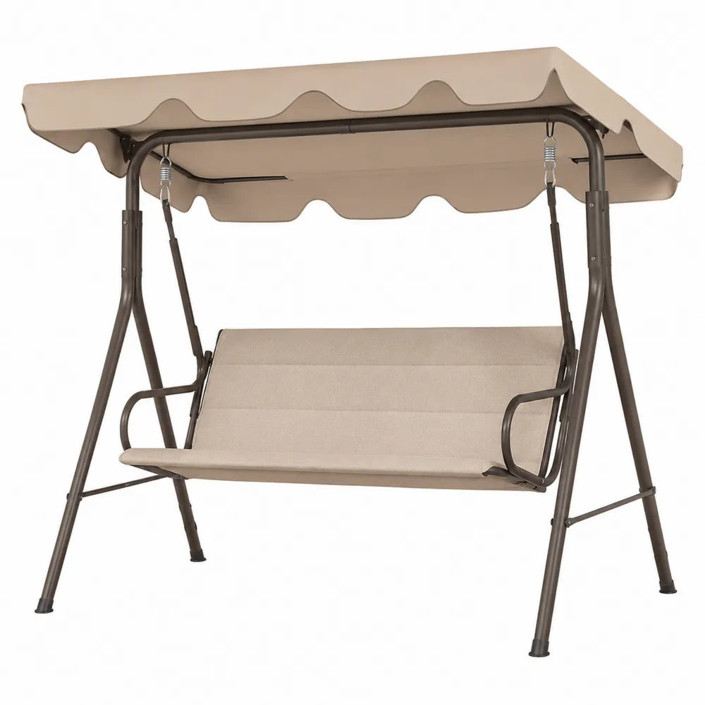 Metall-Gartenschaukel mit Polyesterbezug Beige 175cm