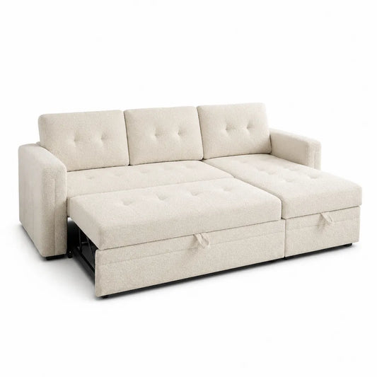 Schlafsofa aus Polyestergewebe Beige
