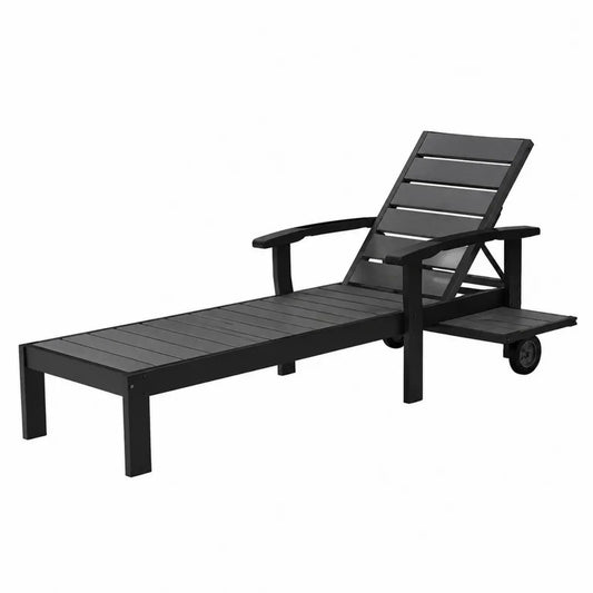 Schwarze Aluminium Gartenliege mit Rollen