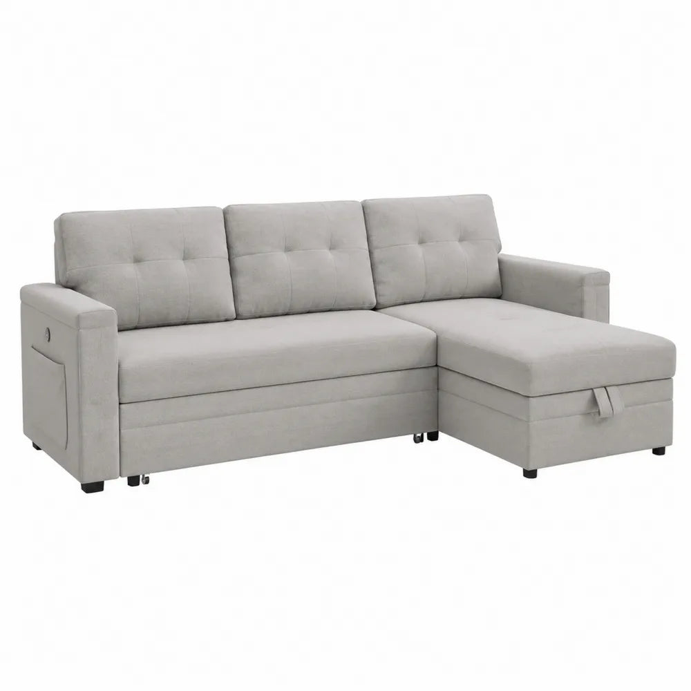 Ecksofa L-Form Hellgrau 230x150x85 cm Mikrofaser Holz