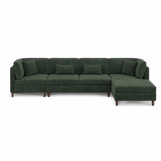 Grünes Modulares Ecksofa aus Polyesterstoff mit 5 Sitzen
