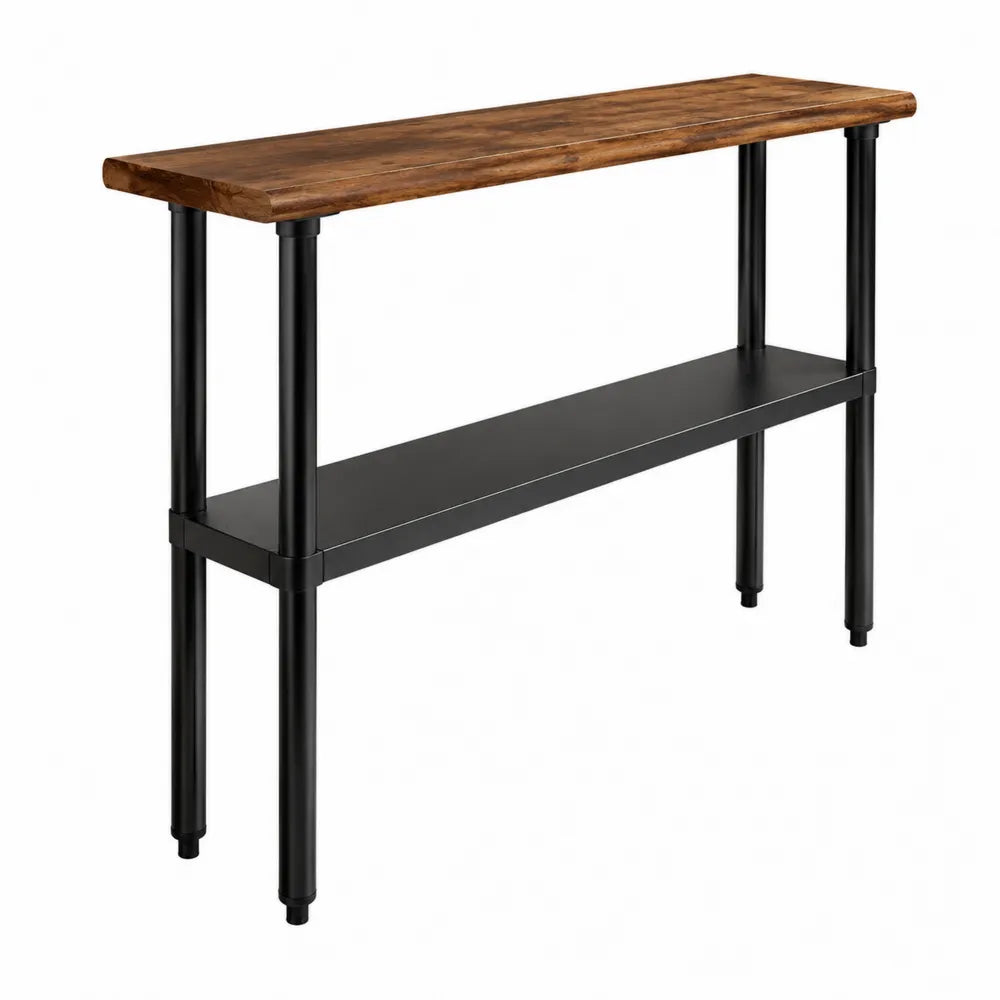 Holz-Metall-Tisch Akazienholz Schwarz 120x35x90cm