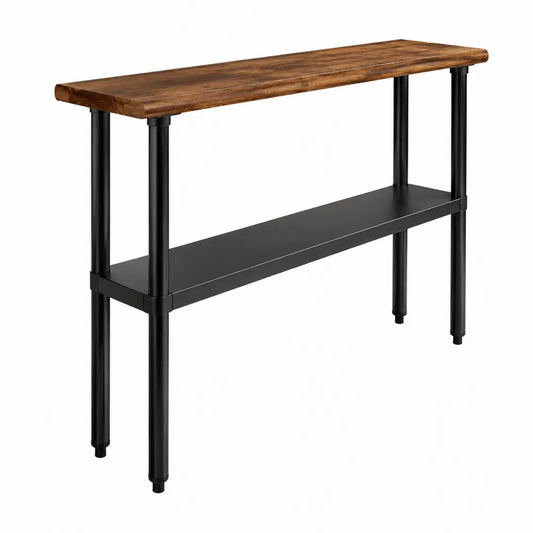 Holz-Metall-Tisch Akazienholz Schwarz 120x35x90cm