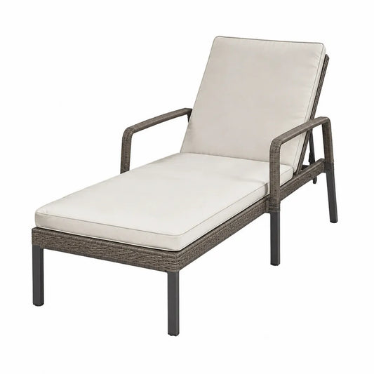 Gartenliege Rattan Beige Aluminium verstellbar 195x65x30 cm