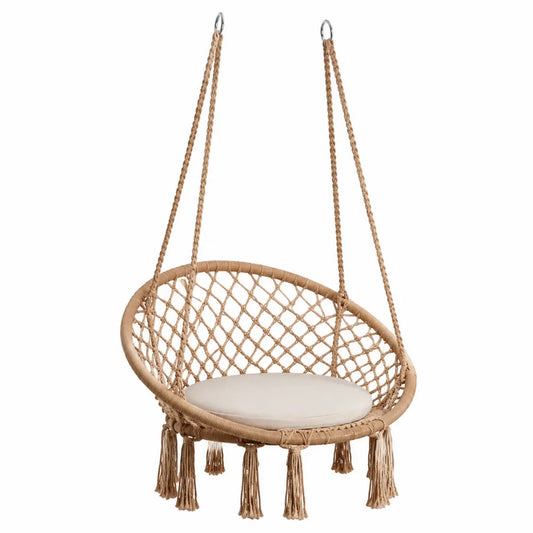 Hängesessel aus Baumwolle mit Polyesterseil Rund Beige