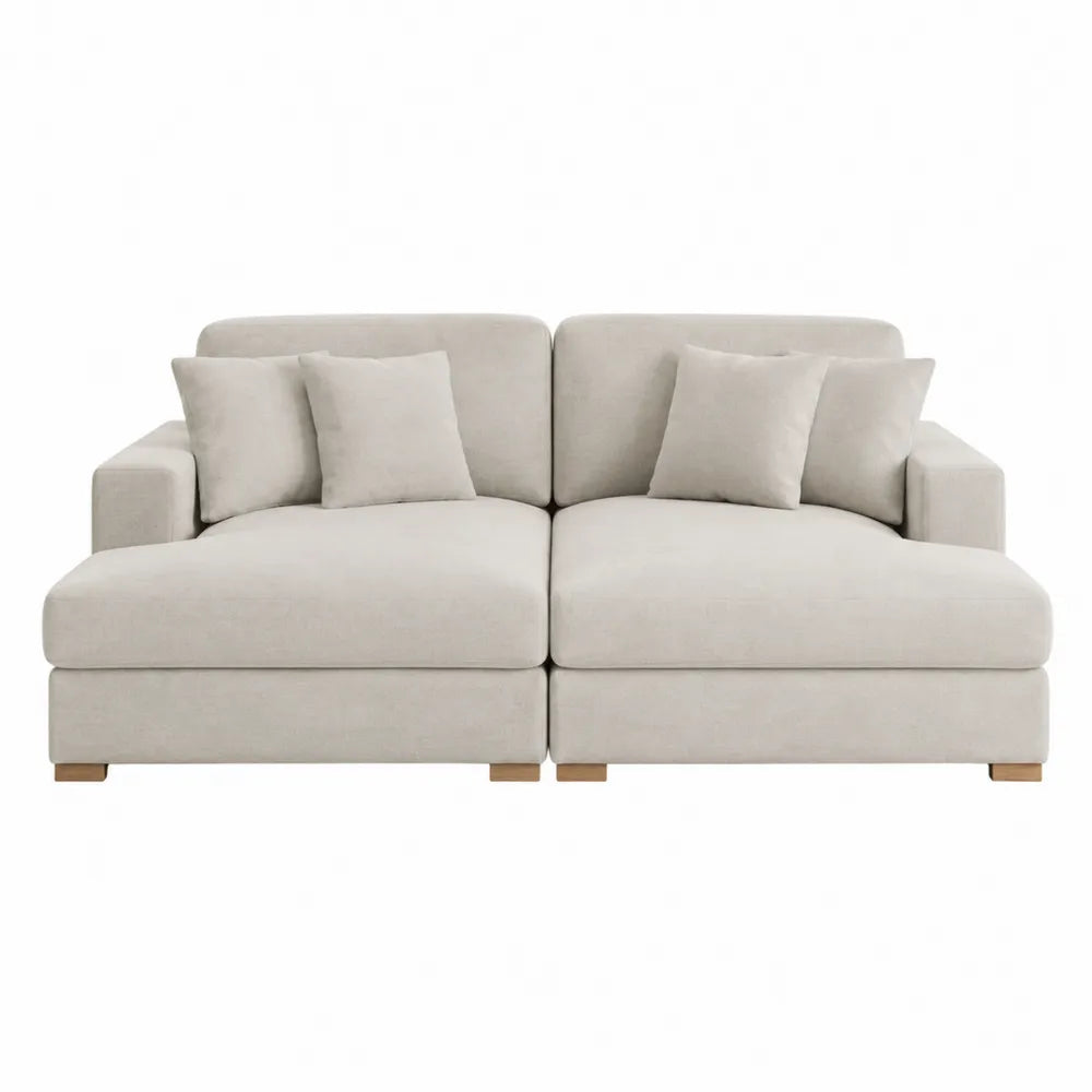Modulares Sofa Set Beige Polyester 2-Teilig mit Kissen 200cm