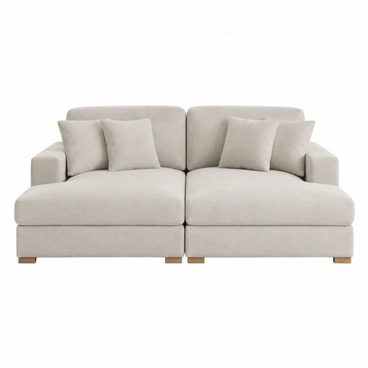 Modulares Sofa Set Beige Polyester 2-Teilig mit Kissen 200cm