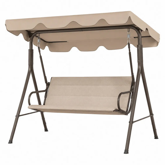 Metall-Gartenschaukel mit Polyesterbezug Beige 175cm