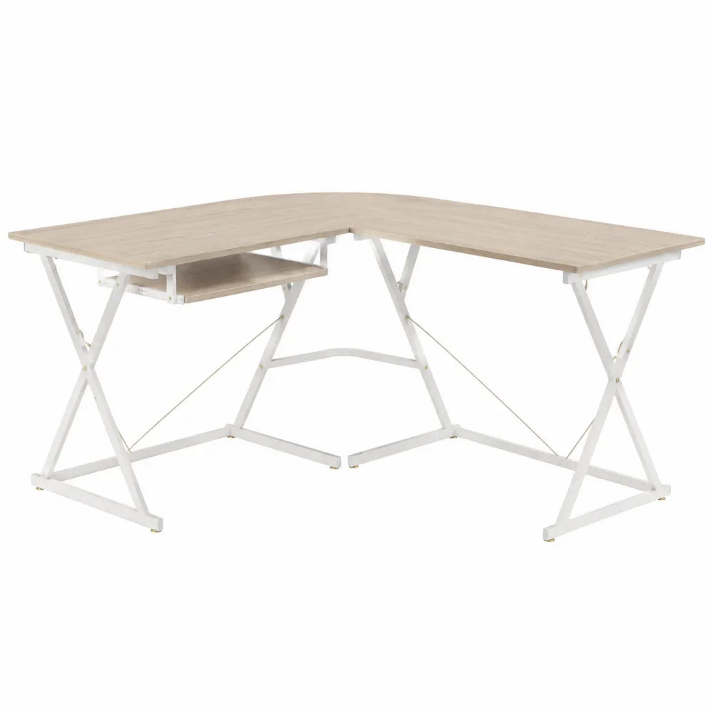 Eckschreibtisch L-Form Holzoptik mit Metallgestell 140x130x75cm